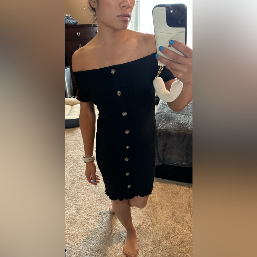 Black Ribbed Dress - Picture 2 of 4